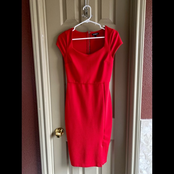 Express Dresses & Skirts - Express red dress in a size XS. Goes down to the knee but has a sexy slit.